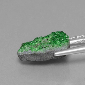 Granate Uvarovita Druzy Verde natural de 8.29 ct, Forma elegante, Opaco