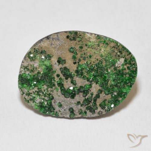 16.55ct Natural Deep Earthy Green Granate Uvarovita Druzy, Elegante, Opaco