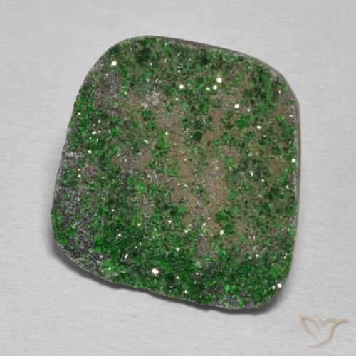 Granate Uvarovita Druzy Verde oscuro natural de 14.90 ct, Elegante, Opaco