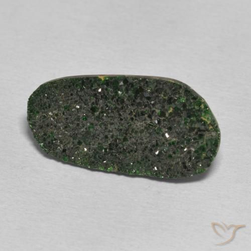 Granate Uvarovita Druzy Verde marrón natural de 13.62 ct, Elegante, Opaco