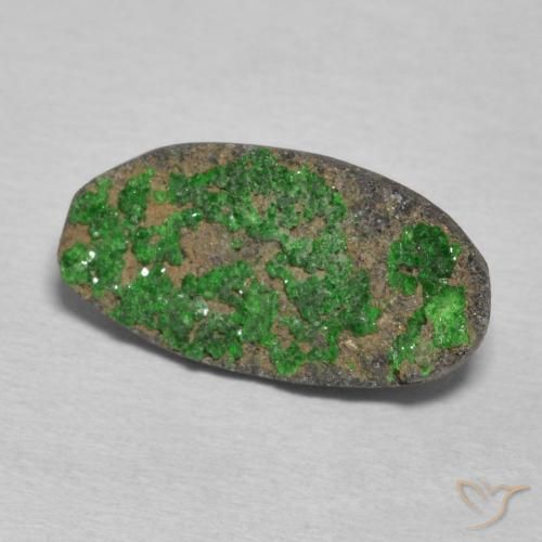Granate Uvarovita Druzy Verde oscuro natural de 7.42 ct, Ovalada, Opaco
