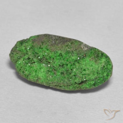 Granate Uvarovita Druzy Verde oscuro natural de 13.25 ct, Ovalada, Opaco