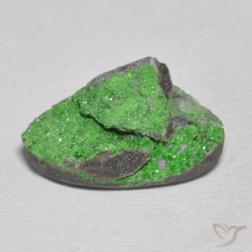 Granate Uvarovita Druzy Verde lima natural de 12.40 ct, Elegante, Opaco