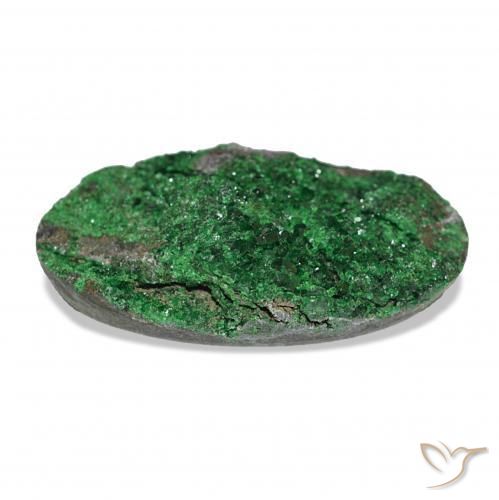Granate Uvarovita Druzy Verde natural de 18.26 ct, Ovalada, Opaco