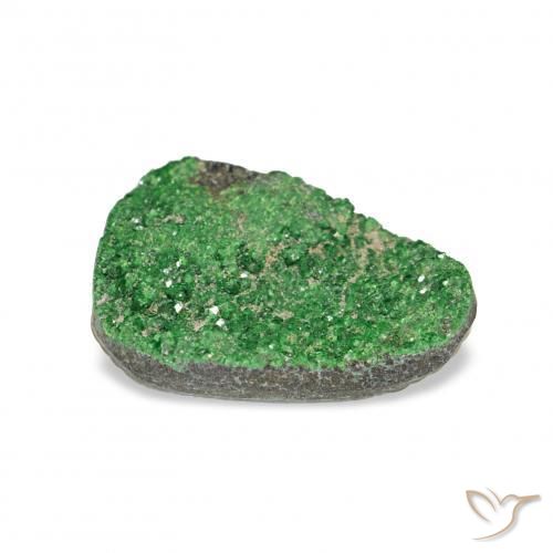 Granate Uvarovita Druzy Verde oscuro natural de 4.86 ct, Trillón, Opaco