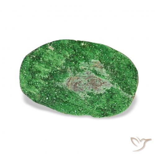Granate Uvarovita Druzy Deep Earthy Green natural de 5.69 ct, Ovalada, Opaco