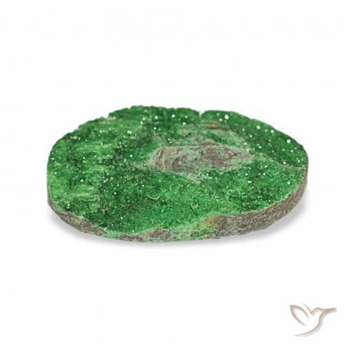 Granate Uvarovita Druzy Deep Earthy Green natural de 5.69 ct, Ovalada, Opaco