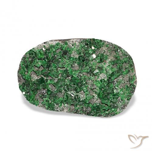Granate Uvarovita Druzy Verde natural de 15.06 ct, Ovalada, Opaco