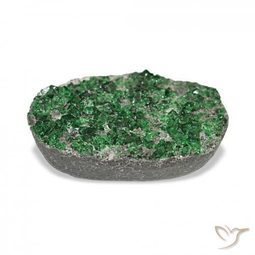 Granate Uvarovita Druzy Verde natural de 15.06 ct, Ovalada, Opaco