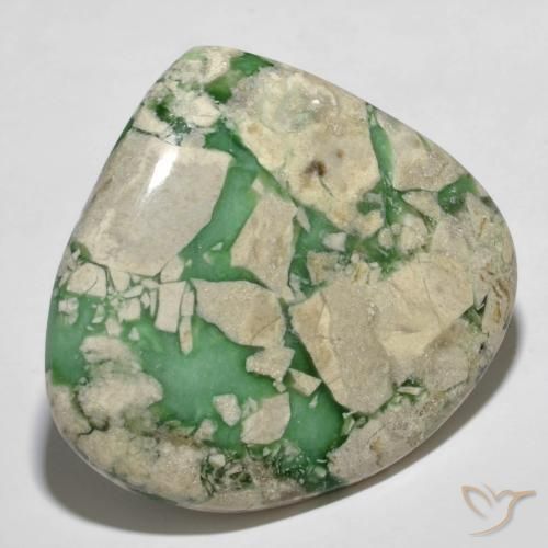 Variscita Verde medio natural de 55.35 ct, En forma de pera, Opaco