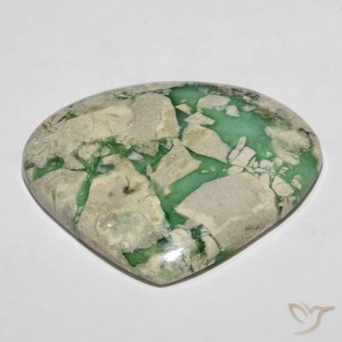 Variscita Verde medio natural de 55.35 ct, En forma de pera, Opaco