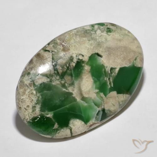 Variscita Verde medio natural de 45.60 ct, Ovalada, Opaco