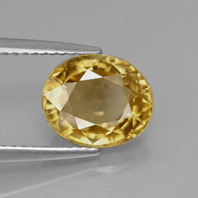 Circón amarillo natural de 3,95 ct, corte óvalo, VS