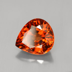 Circón naranja natural de 3,65 ct, en forma de pera, VVS