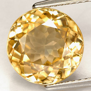 Circón amarillo natural de 6,09 ct, corte redondo, VVS-VS