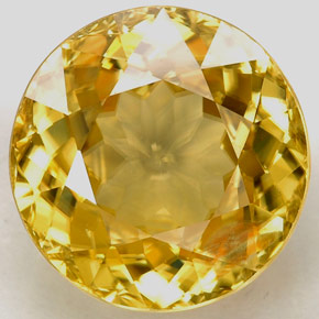 Circón amarillo natural de 6,51 ct, corte redondo, VS
