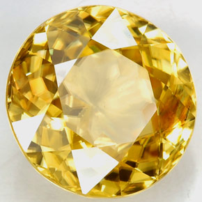 Circón amarillo natural de 6,51 ct, corte redondo, VS