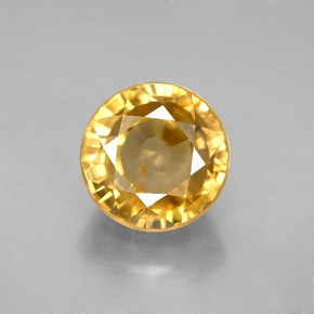 Circón amarillo natural de 6,29 ct, corte redondo, VS