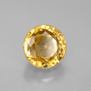 Circón amarillo natural de 6,29 ct, corte redondo, VS