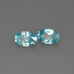 Gemas de circón azul natural de  ct, corte óvalo, VVS