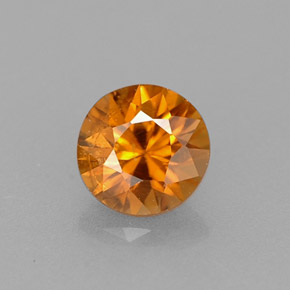 Circón naranja natural de 0,57 ct, corte redondo, VS