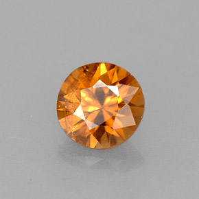 Circón naranja natural de 0,57 ct, corte redondo, VS