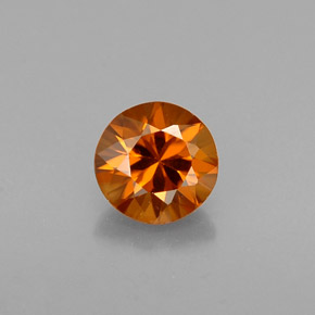 Circón naranja natural de 0,60 ct, corte redondo, VVS