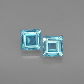 Gemas de circón azul natural de  ct, cuadrado, VS