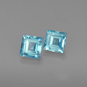 Gemas de circón azul natural de  ct, cuadrado, VS