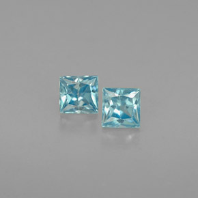 Gemas de circón azul natural de  ct, cuadrado, VS