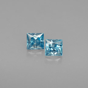 Gemas de circón azul natural de  ct, cuadrado, VVS-VS