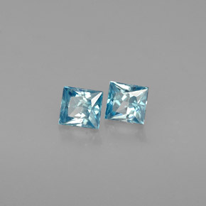 Gemas de circón azul natural de  ct, cuadrado, VVS-VS