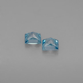 Gemas de circón azul natural de  ct, cuadrado, VVS-VS