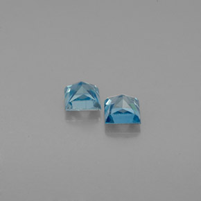 Gemas de circón azul natural de  ct, cuadrado, VVS