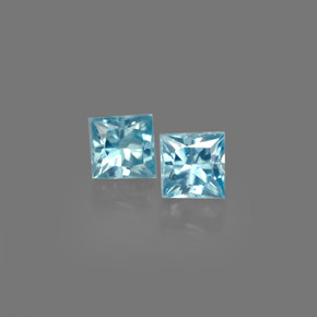 Gemas de circón azul natural de  ct, cuadrado, VS