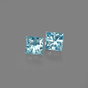 Gemas de circón azul natural de  ct, cuadrado, VS