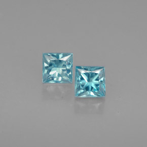 Gemas de circón azul natural de  ct, cuadrado, VS