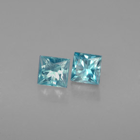 Gemas de circón azul natural de  ct, cuadrado, VS
