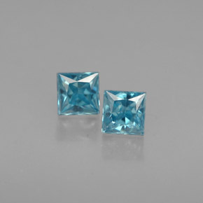 Gemas de circón azul natural de  ct, cuadrado, VS