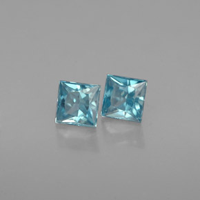 Gemas de circón azul natural de  ct, cuadrado, VS