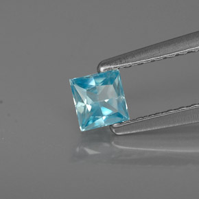 Circón azul natural de 0,38 ct, cuadrado, VS