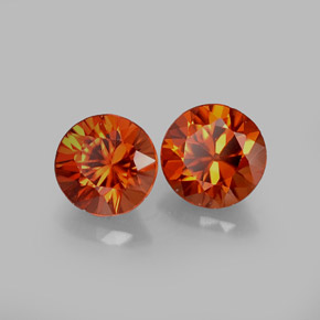 Gemas de circón naranja natural de  ct, corte redondo, VVS-VS