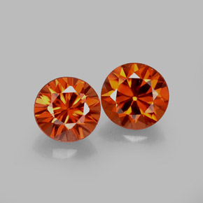 Gemas de circón naranja natural de  ct, corte redondo, VVS-VS