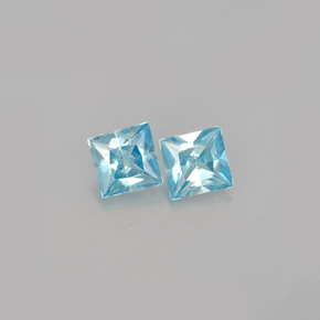 Gemas de circón azul natural de  ct, cuadrado, VVS-VS