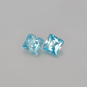 Gemas de circón azul natural de  ct, cuadrado, VVS-VS