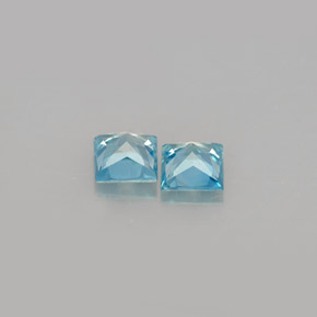 Gemas de circón azul natural de  ct, cuadrado, VVS-VS