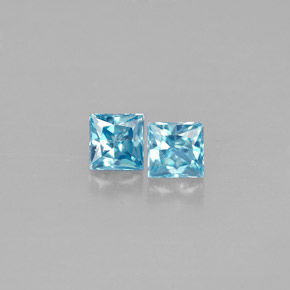 Gemas de circón azul natural de  ct, cuadrado, VVS
