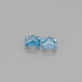 Gemas de circón azul natural de  ct, cuadrado, VVS