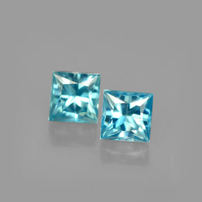 Gemas de circón azul natural de  ct, cuadrado, VVS-VS