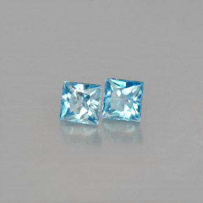 Gemas de circón azul natural de  ct, cuadrado, VVS-VS